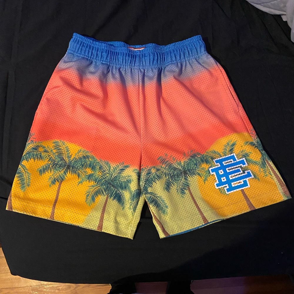 Eric Emanuel Shorts Blue/Pink Palm Miami